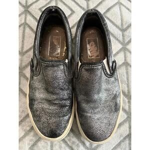 Vans Charcoal Gray Metallic Sparkle Slip On Womens 7.5